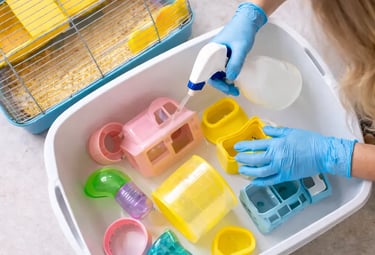 service d'entretien régulier pour habitats de rongeurs, oiseaux, reptiles et autres NAC.