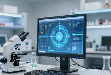 A classroom with students engaging with interactive AI-powered learning tools.