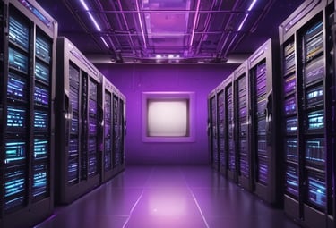 Close-up of sleek black and purple tech device with glowing accents