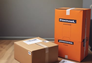 Close-up of a courier handing a package to a smiling customer at their doorstep.