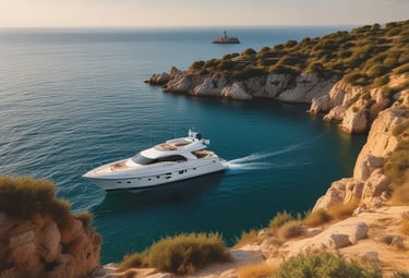 A luxury yacht deck with a massage therapist attending to a client under soft ambient lighting.