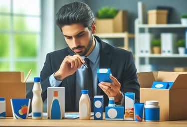 Gerente de produto avaliando diferentes itens com mesma identidade visual