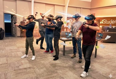 Grupo jugando a realidad virtual