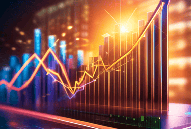 Gráfico de barras y línea ascendente simbolizando el crecimiento en ventas y tráfico web gracias al 