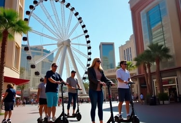 group tour riding standup scooters through the linq promenad