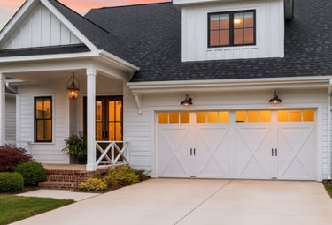 Photo of carriage home with wood carriage garage doors in Corpus Christi, Texas
