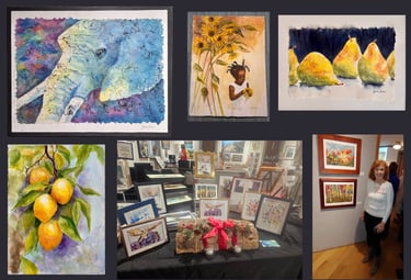 a collection of Sheila Fossen’s watercolor-paintings of galleries, flowers and nature scenes