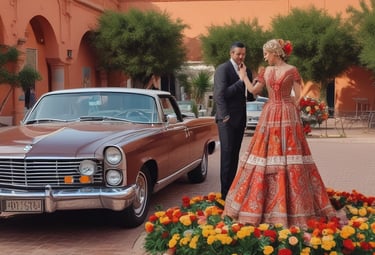 A luxury white villa with large windows and a green roof is situated on a scenic hillside. A man in sunglasses and swimwear is casually seated on a wooden railing, enjoying the warm sun.
