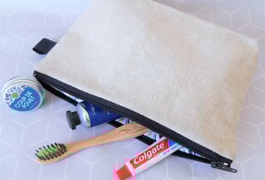 trousse de toilette femme tissu coton ecru