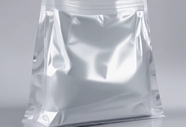 A close-up of laminated pouches showcasing their glossy finish and vibrant colors.