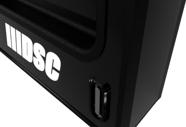 a black and white suitcase with the word mipso on it