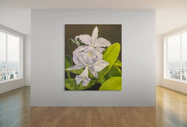 Palm Beach home with one of Christine Knize's monumental orchid paintings