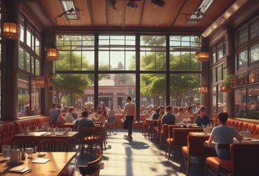 A modern apartment building with gas tanks and a maintenance team nearby.