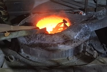 Cast iron raw materials melted at high temperature for manufacturing process