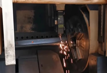 Metal tubes cut to required lengths for strength machine frames