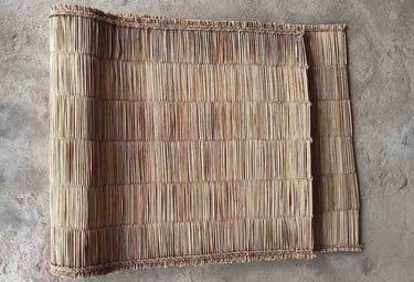 "Handcrafted natural yoga mat with rivergrass weave–top view-Fit for export"