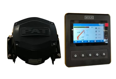 Truck crane LMI system with WIKA display & PAT parts. Shows load, angle, radius vs. load chart to prevent exceeding max momen