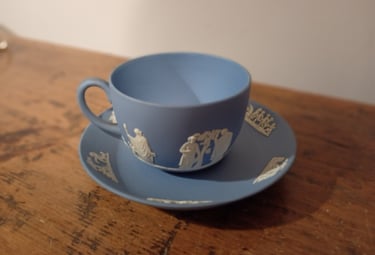 Jasperware blue tea cup