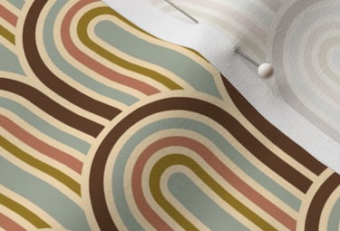 Spoonflower colourful retro arch fabric mockup by Ashley Murray