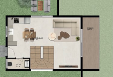 Villa Tip 2 - Zemin Kat Planı