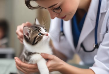 A pet owner taking their cat to the veterinarian for a check-up.
