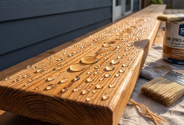 Weatherproof sealant applied to wood surface by Cherek Painting