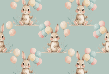 a bunny rabbit with balloons and balloons