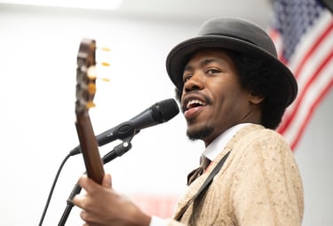 artist Christylez Bacon leads a workshop (credit: Joyce Naltchayan Boghosian)