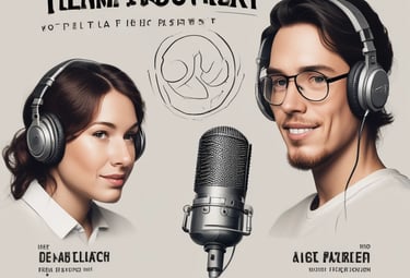 Close-up of hands working on a laptop with digital marketing charts and graphs on the screen.