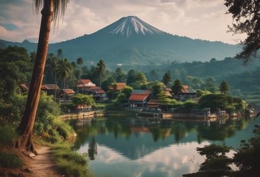 A cozy hotel room with modern decor viewed from the doorway.
