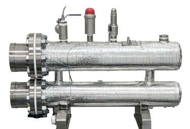 前置加熱裝置實體照片，透過循環預熱清洗液以確保超音波清洗溫度穩定