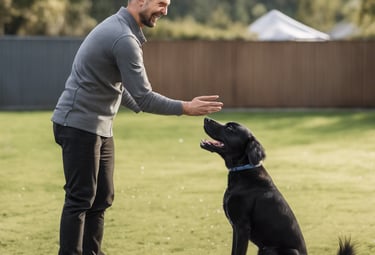 black and white short coated dog