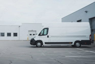 A Tellus Supplies delivery van parked at the warehouse, ready to dispatch customer orders efficiently