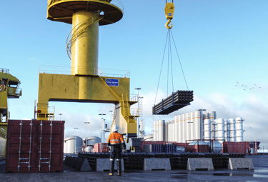 a crane crane is being lifted by a crane