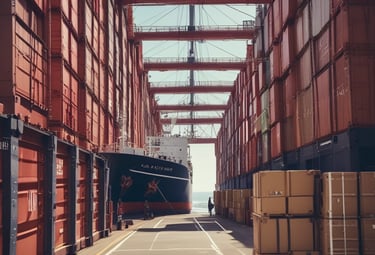 a large cargo ship in the water with a large crane in the background