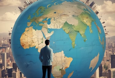 A large, modern building with a prominent red logo of a financial institution on its façade. The building has a geometric and industrial design, surrounded by other urban structures. A rooftop with various equipment and antennas can be seen, along with a cityscape in the background.