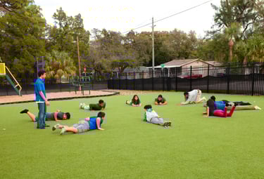 Students exercising