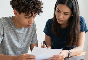 A mentor and mentee engaged in a discussion, showcasing the power of guidance and support.