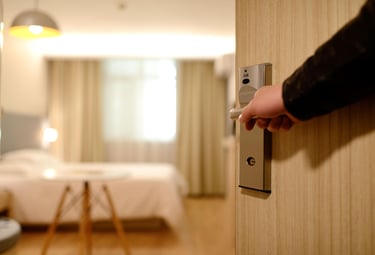 door opening to hotel room