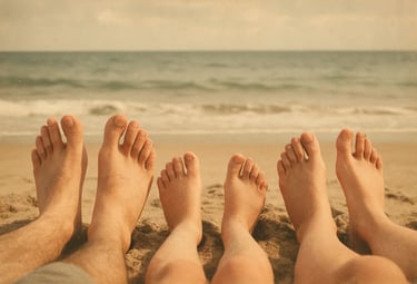 pieds nus sur la plage pour la journée nationale de la santé du pied.