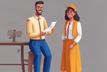 An elderly couple happily reviewing their LIC retirement plan documents together.