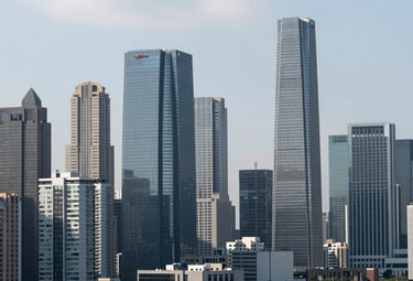 Telecommunications tower with digital network connections glowing at dusk.