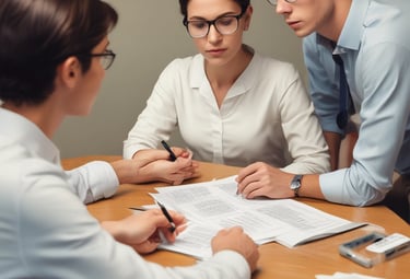 Psychologist and patient engaged in a thoughtful conversation in a cozy therapy room.