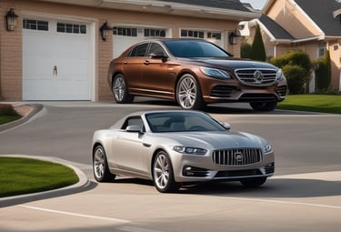 An abstract graphic representing business insurance with simple shapes in navy and gold.