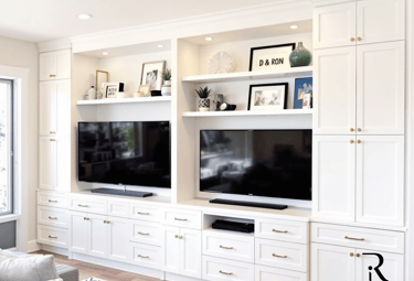 Living Room After Custom Cabinets & Electrical Installation