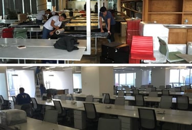 Mudanzas de oficinas en CDMX: personal capacitado realizando logística corporativa por AVM Mudanzas