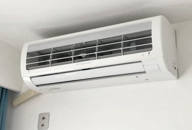 Close-up of a technician performing maintenance on an air conditioning unit.