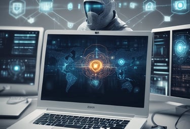 A technician monitoring multiple screens displaying network security alerts.