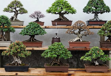 Close-up of a bonsai tree being carefully trimmed by an expert hand.