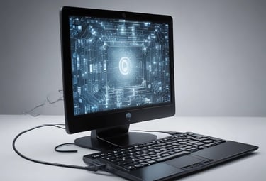 Instructor guiding a person on using a laptop in a cozy home setting.